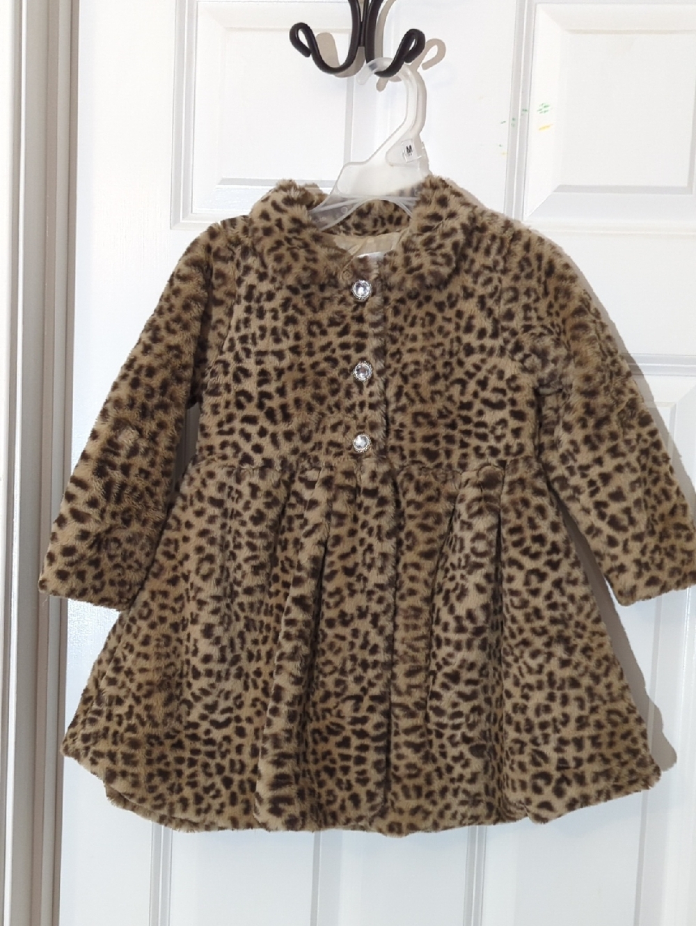Biscotti Toddler 3T Leopard Print Faux Fur Pea Coat - with matching purse